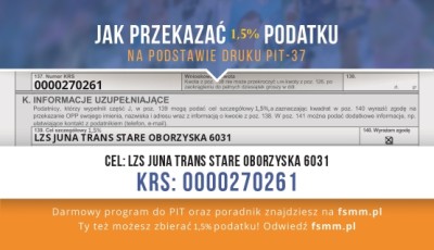 Twoje 1,5% = sportowe marzenia naszych zawodników